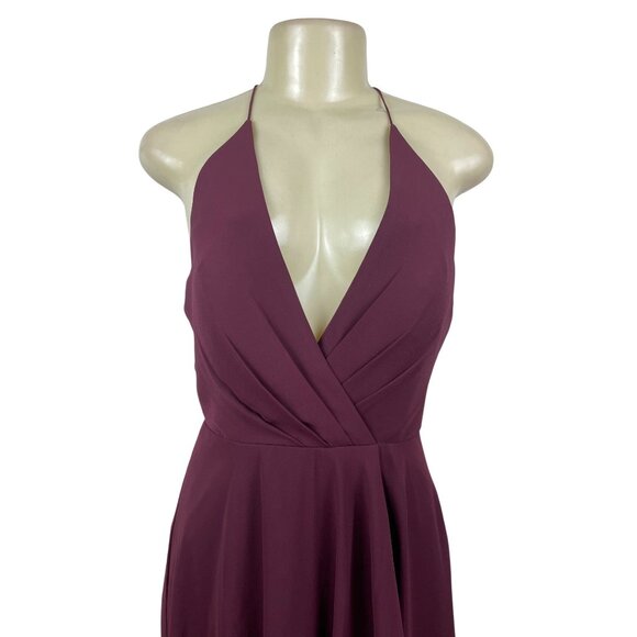 Jenny Yoo Collection Women’s Burgundy Halter V-Neck Maxi Dress Sz 4-New - Picture 4 of 10
